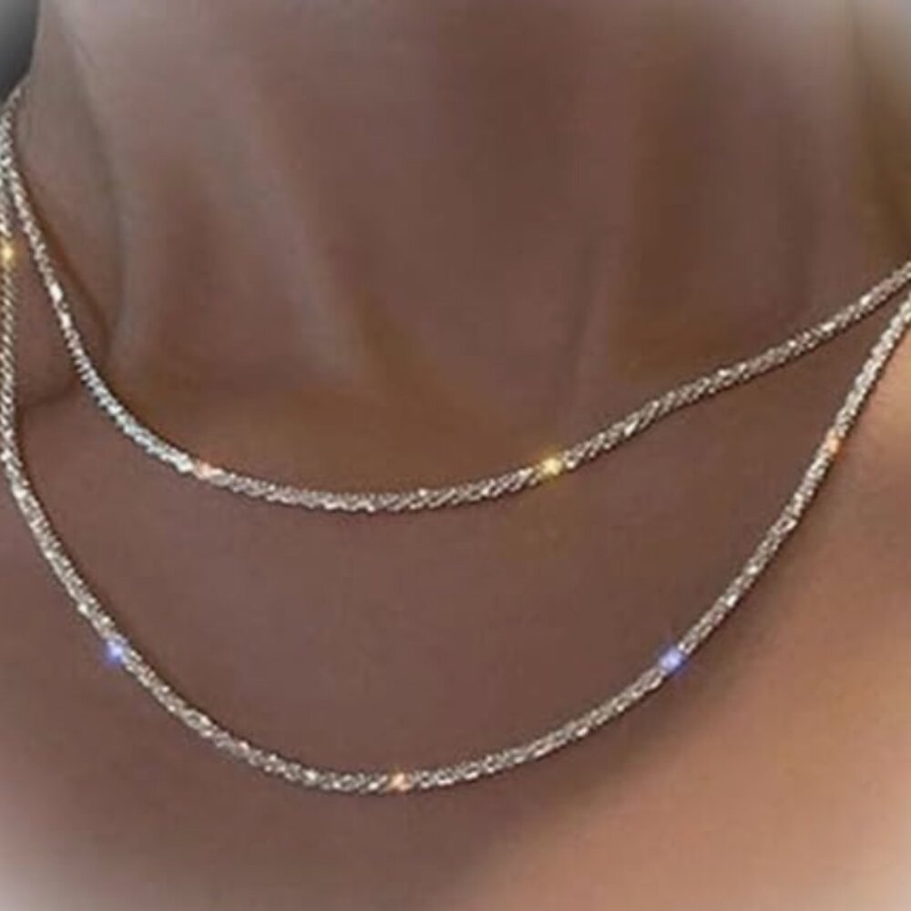 NEW! Rhinestone Double Necklace